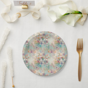 Impressionist Wildflowers Pastel Paper Plate