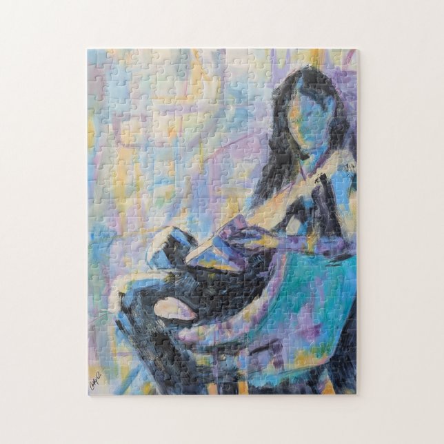 Impressionist Woman in Chair Reading Painting Jigsaw Puzzle (Vertical)