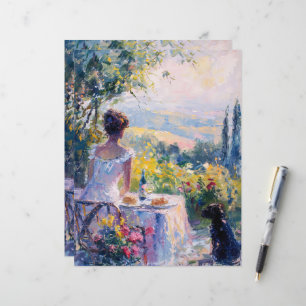 Impressionist Woman on a Picnic Scrapbook Paper