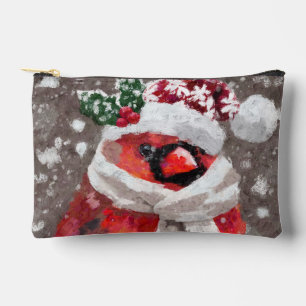 Impressionistic Cardinal Bird Scarf & Hat in Snow Accessory Pouch