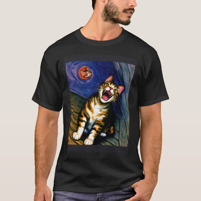 Impressionistic  Cat Screaming Impressionism Cats T-Shirt (Front)
