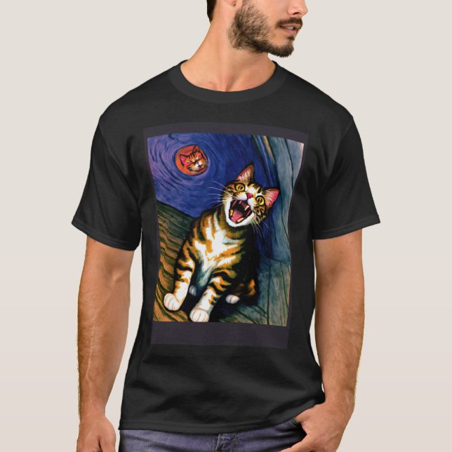Impressionistic  Cat Screaming Impressionism Cats  T-Shirt (Front)