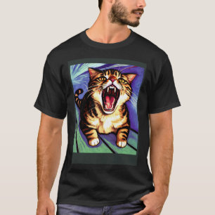 Impressionistic Cat Screaming Impressionism Cats T-Shirt