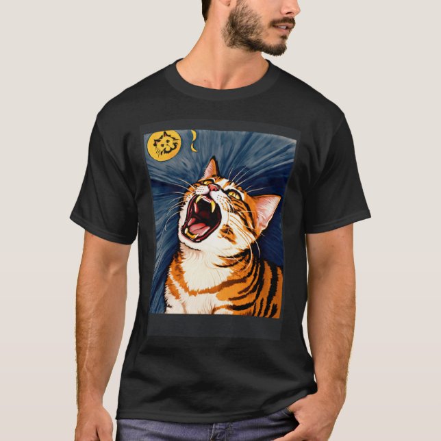 Impressionistic  Cat Screaming Impressionism Cats  T-Shirt (Front)