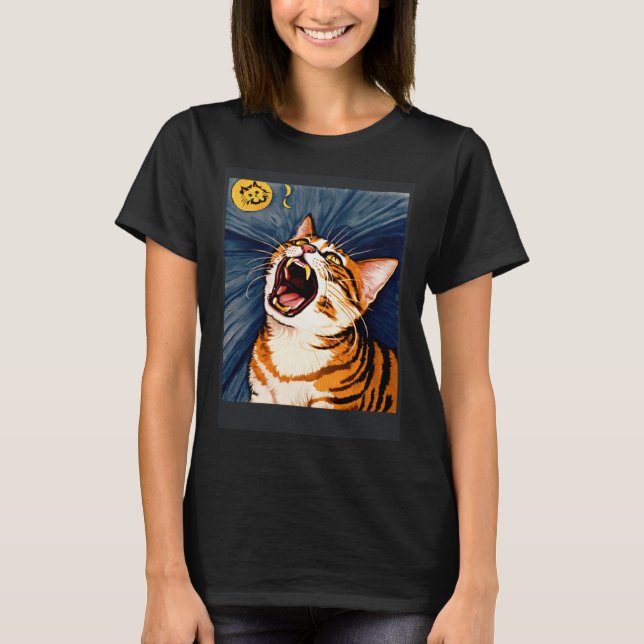 Impressionistic  Cat Screaming Impressionism Cats  T-Shirt (Front)