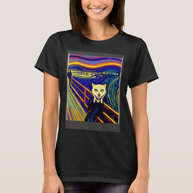 Impressionistic  Cat Screaming Impressionism Cats  T-Shirt (Front)