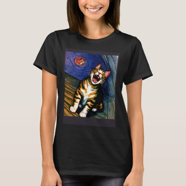 Impressionistic  Cat Screaming Impressionism Cats  T-Shirt (Front)