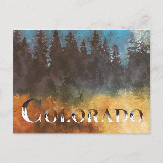 Impressionistic Colorado Mountain Forest Postcard (Front)