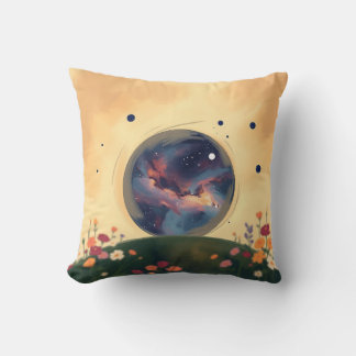 Impressionistic Galaxy with Blooming Garden Cushion