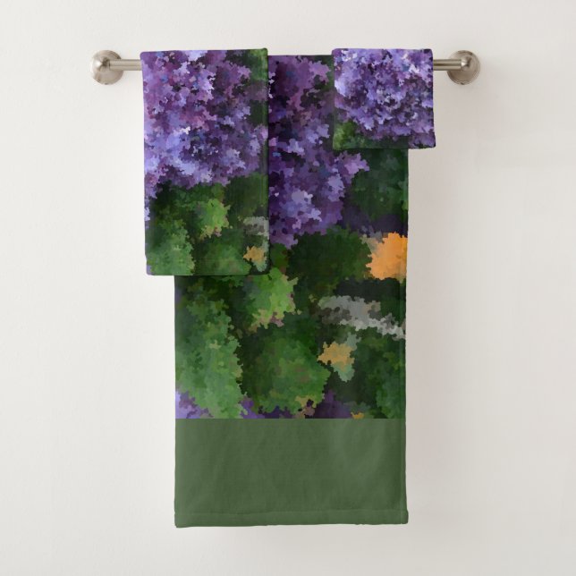 Impressionistic Hydrangea Bath Towel Set (Insitu)