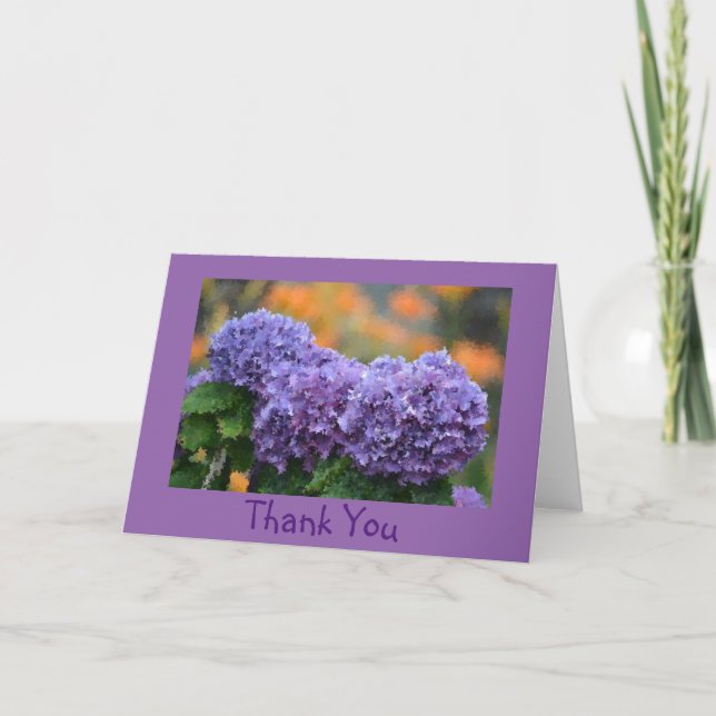 Impressionistic Hydrangea Thank You Card (Front)