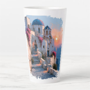 Impressionistic Image of Santorini Architecture Latte Mug