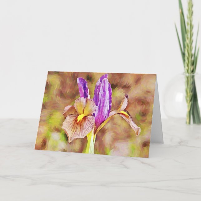 Impressionistic Iris Flower Gouache Art Note Card (Front)