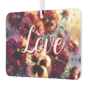 Impressionistic Maroon Pansies Floral Painting Car Air Freshener