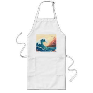 Impressionistic Ocean Wave Long Apron