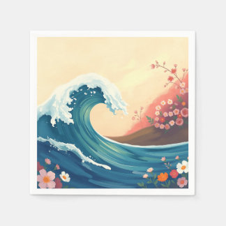 Impressionistic Ocean Wave Napkin