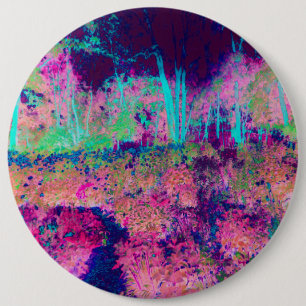 Impressionistic Purple and Hot Pink Landscape 6 Cm Round Badge