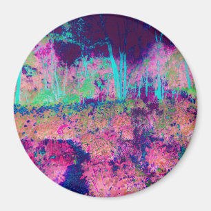 Impressionistic Purple and Hot Pink Landscape Magnet