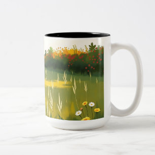 Impressionistic Quiet Meadow Two-Tone Coffee Mug