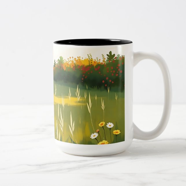 Impressionistic Quiet Meadow Two-Tone Coffee Mug (Right)