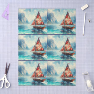 Impressionistic Sailboat Sailing Decoupage Tissue Paper