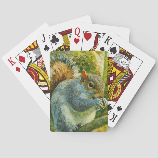 Impressionistic Squirrel in Forest Foliage Playing Cards (Back)
