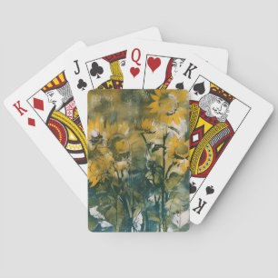 Impressionistic sunflower art playing cards