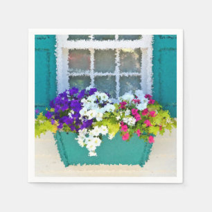 Impressionistic Window Flower Box Paper Napkin