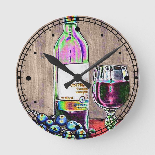 Impressionistic Wine and Grapes Art Clock (Front)