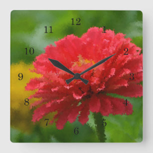 Impressionistic Zinnia Wall Clock