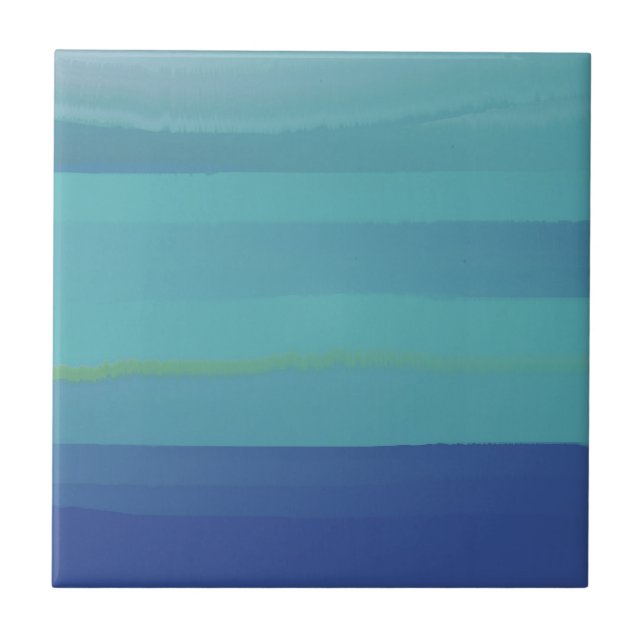 Impressions in Teal and Blue Ceramic Tile (Front)