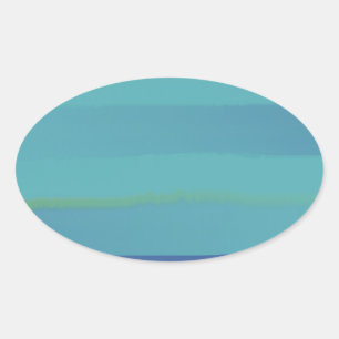 Impressions in Teal and Blue Oval Sticker