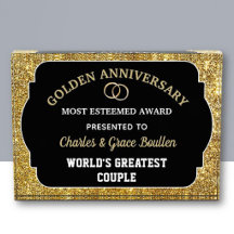 Impressive Golden Anniversary Custom Award
