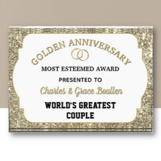 Impressive Golden Anniversary Custom Award  Photo Block