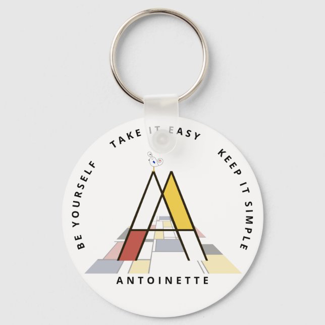 Impressive Neoplasticism Art Monogram. Letter A Ke Key Ring (Front)