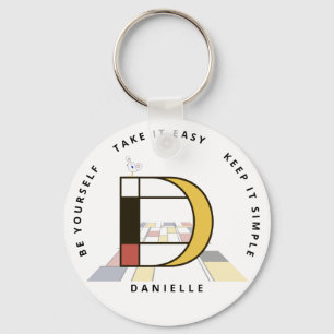 Impressive Neoplasticism Art Monogram. Letter D Key Ring