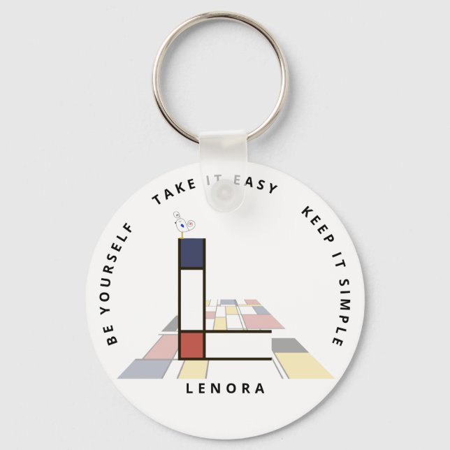 Impressive Neoplasticism Art Monogram. Letter L Key Ring (Front)