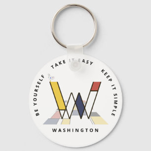 Impressive Neoplasticism Art Monogram. Letter W Key Ring