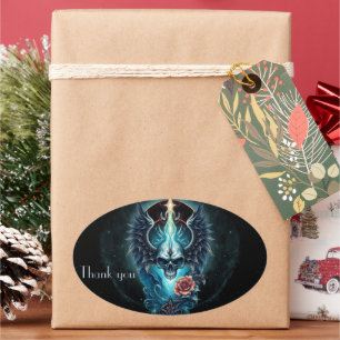 Impressive, realistic skull, oval sticker