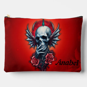 Impressive, realistic skull with wings  accessory pouch