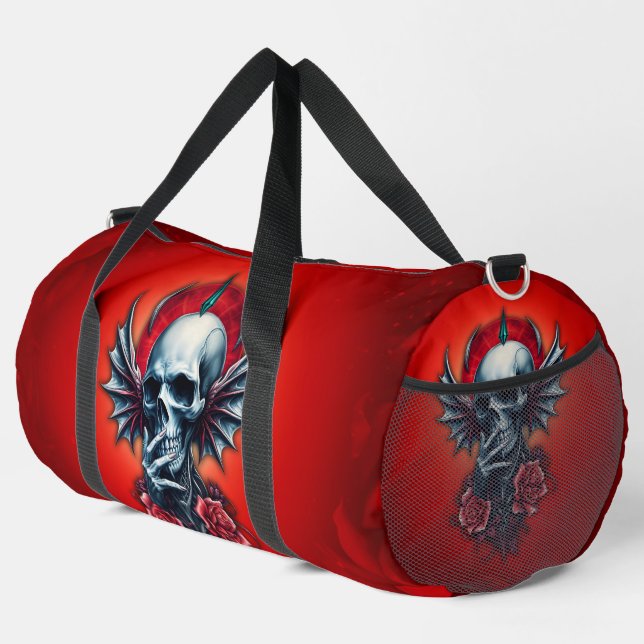 Impressive, realistic skull with wings  duffle bag (Right Corner)
