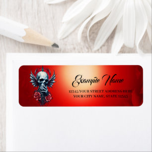 Impressive, realistic skull with wings return address label