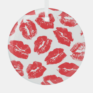 Imprint Kiss Red Lips: Vintage Seamless Glass Tree Decoration