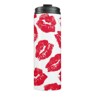 Imprint Kiss Red Lips: Vintage Seamless Thermal Tumbler