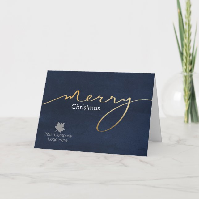 Imprinted Logo Gold Joy Script Holiday Corporate Card (Front)