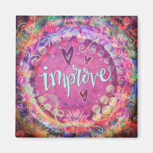 Improve Pink Floral Trendy ONE WORD Inspirivity Magnet