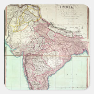 Improved Map of India published in London 1820 Square Sticker