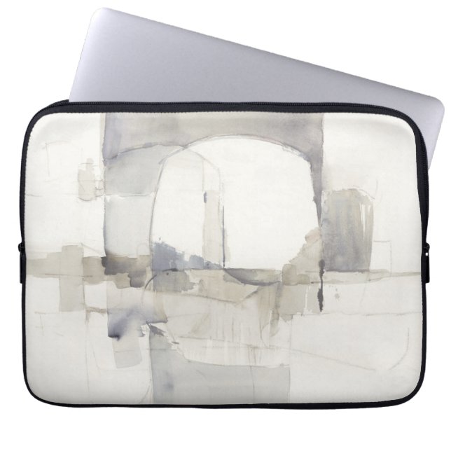 Improvisation I Grey Abstract Print Laptop Sleeve (Front)