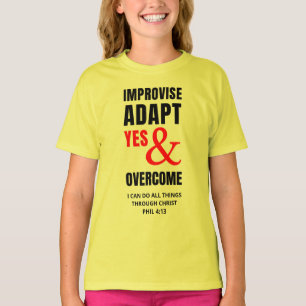 IMPROVISE ADAPT YES AND OVERCOME Christian Kids T-Shirt