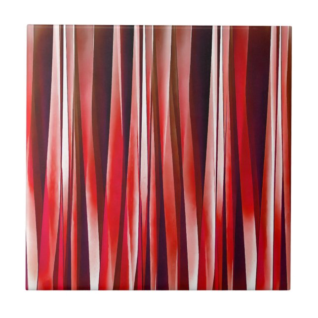 Impulsive Adventure Red Striped Abstract Pattern Ceramic Tile (Front)